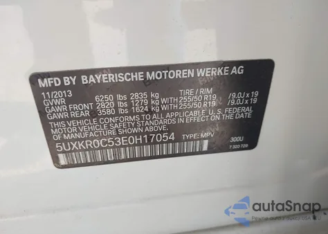 2014 BMW X5 xDrive35I z USA, uszkodzony, nr VIN 5UXKR0C53E0H17054